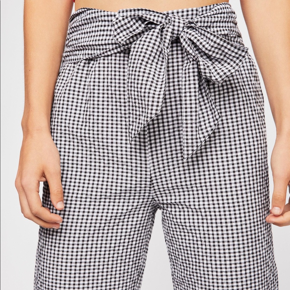 Free People Plaid Tie Pants